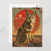  kunst van de coyote briefkaart (Voorkant / Achterkant)