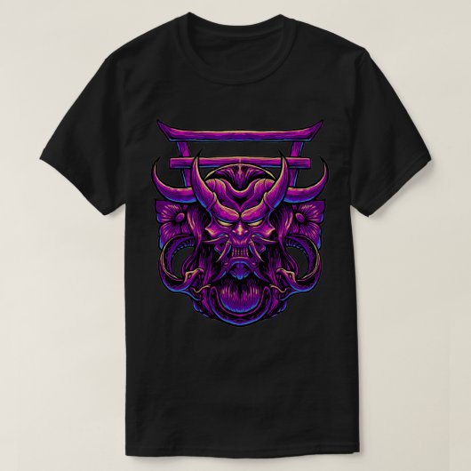  kunst van de Japanse hoofddemon Samurai T-shirt (Design voorkant)