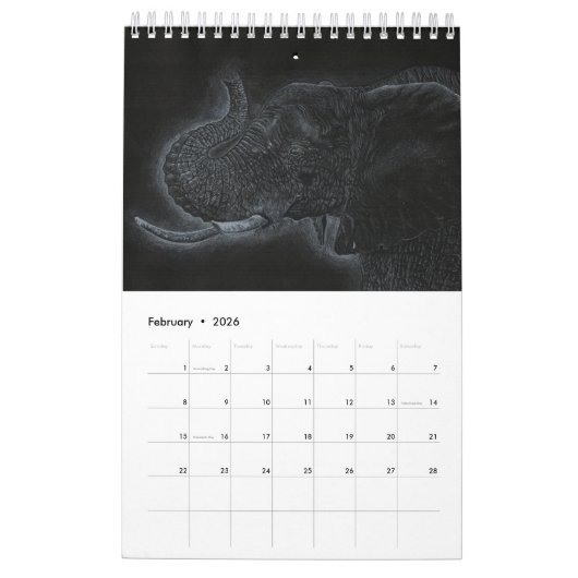 Kunst van de kalender van Liesel Bendio Potter (Feb 2026)