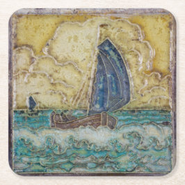  kunst van de Nautical ThMED Motif Sailboat Ocean Vierkante Kartonnen Onderzetter