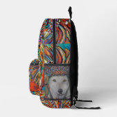 Kunst van de witte wolf bedrukte rugzak (Rechts)