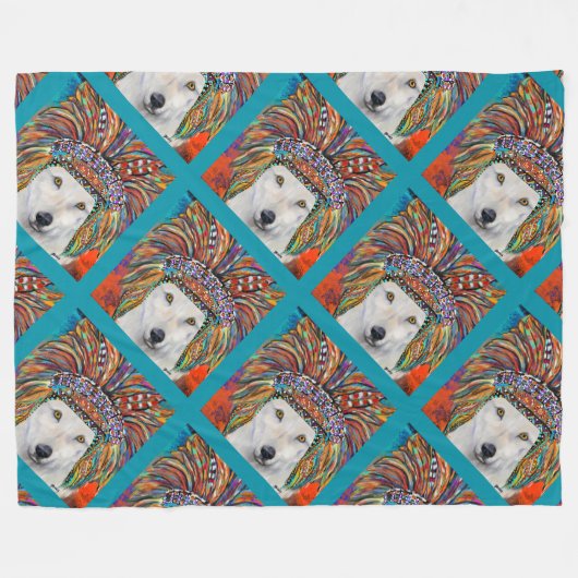 Kunst van de witte wolf fleece deken (Voorkant (Horizontaal))