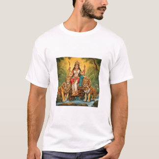 Kunst van durga mata met leeuwen T-shirts