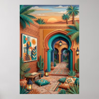 Kunst van een binnenplaats bij zonsondergang - Boh