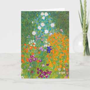 Kunst van een Oude Gustav Klimt Cottage Tuin Bloem Feestdagen Kaart