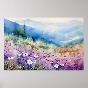 Kunst van het berglandschap van North Carolina Poster