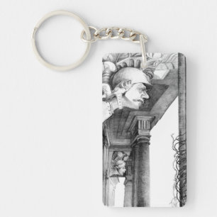 Kunst van het kasteel van het potlood sleutelhanger