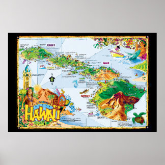 Kunst van het Poster van Hawaiian Island - All Isl