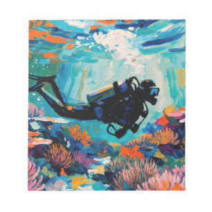 Kunst van het Scuba-duiken (#1) olieverfschilderij Notitieblok
