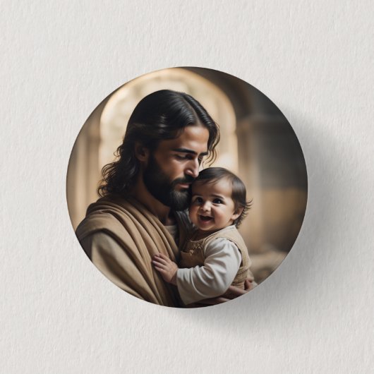 Kunst van Jezus Ronde Button 3,2 Cm (Voorkant)