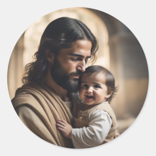 Kunst van Jezus Ronde Sticker