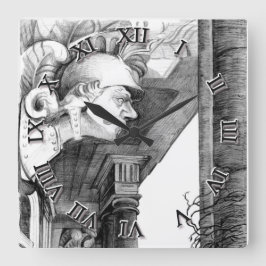 Kunst van   kasteelPotcil  Vierkante Klok