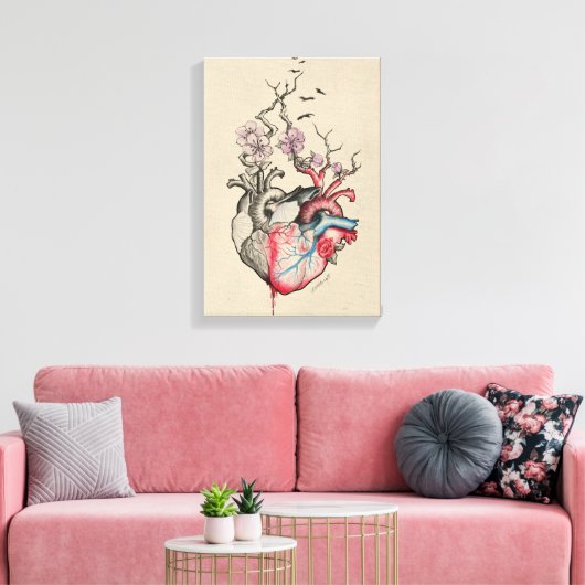 Kunst van liefde Surrealistische anatomische harte Canvas Afdruk (Insitu (Woonkamer))
