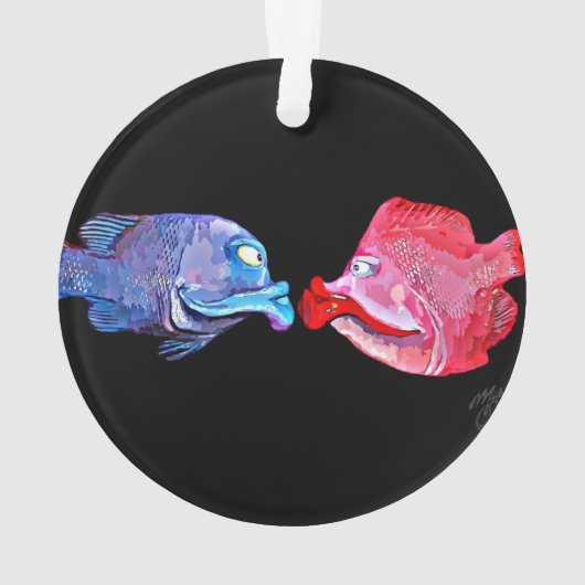 Kunst van Mike Quinn "Kissende Fish" Ornament (achterkant)