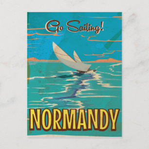 Kunst van Normandische vintage zeilposter. Briefkaart