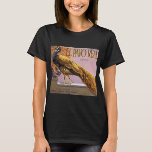 Kunst van oud fruitkistlabel El Pavo Pauw Vogel T-shirt