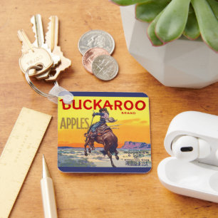 Kunst van oude fruitkratlabel, Buckaroo Appels Sleutelhanger