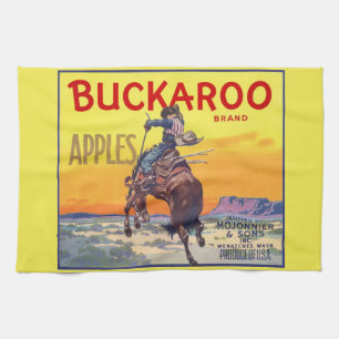 Kunst van oude fruitkratlabel, Buckaroo Appels Theedoek