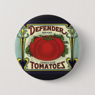 Kunst van oude fruitkratlabel, Defender Tomaten Ronde Button 5,7 Cm
