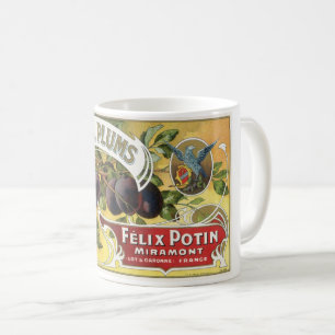 Kunst van oude fruitkratlabel, Imperial Pruimen Koffiemok