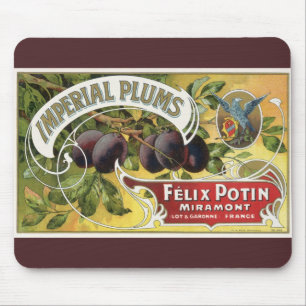 Kunst van oude fruitkratlabel, Imperial Pruimen Muismat