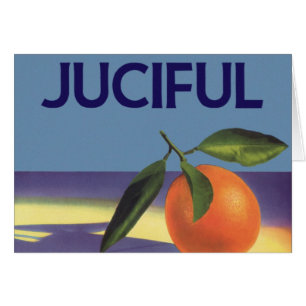 Kunst van oude fruitkratlabel, Juciful Sinaasappel