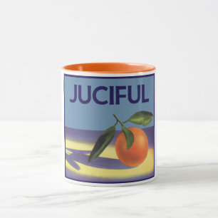 Kunst van oude fruitkratlabel, Juciful Sinaasappel Mok