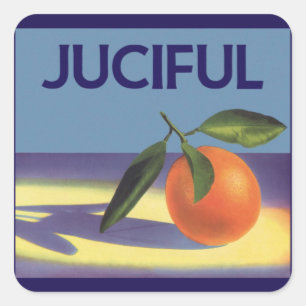 Kunst van oude fruitkratlabel, Juciful Sinaasappel Vierkante Sticker