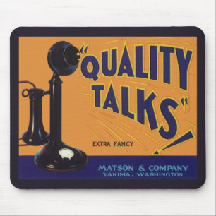 Kunst van oude fruitkratlabel, ouderwetse telefoon muismat