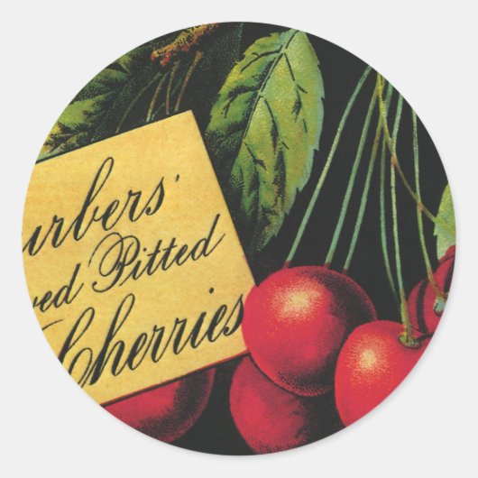 Kunst van oude fruitkratlabel, Thurber-kersen Ronde Sticker (Voorkant)