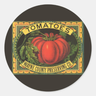 Kunst van oude fruitkratlabel, Wayne Co Tomaten Ronde Sticker