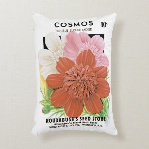 Kunst van oude zaadpakketten, Cosmos-tuinbloemen Accent Kussen