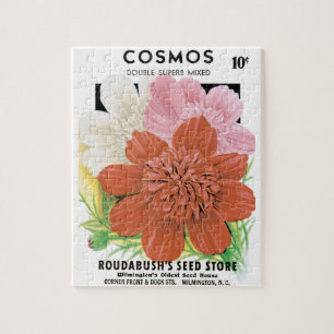 Kunst van oude zaadpakketten, Cosmos-tuinbloemen Legpuzzel