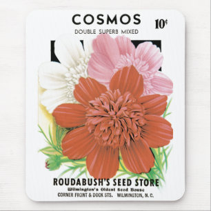 Kunst van oude zaadpakketten, Cosmos-tuinbloemen Muismat