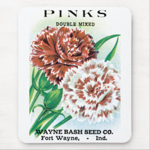 Kunst van oude zaadpakketten, Pinks Anjers Bloemen Muismat