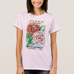 Kunst van oude zaadpakketten, Pinks Anjers Bloemen T-shirt