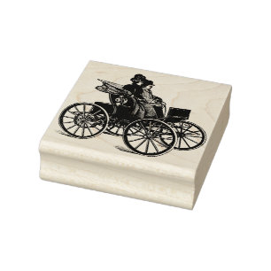 Kunst van Victorian man vrouw Koets Wagon 1800s Rubberstempel