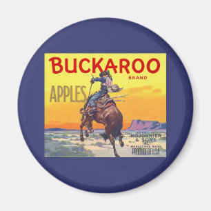 Kunst van vintage fruitkratlabel, Buckaroo Appels Magneet