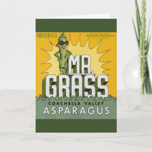 Kunst van vintage fruitkratlabel Hr. Grass Asperge Kaart