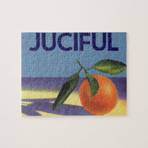 Kunst van vintage fruitkratlabel, Juciful Sinaasap Legpuzzel