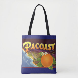 Kunst van vintage fruitkratlabel, Pacoast Sinaasap Draagtas