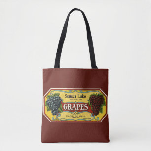 Kunst van vintage fruitkratlabel, Seneca Lake Drui Draagtas