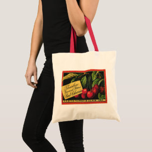 Kunst van vintage fruitkratlabel, Thurber-kersen Tote Bag