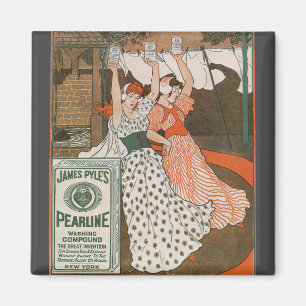 Kunst van vintage productlabel Pearline Modern Cle Magneet