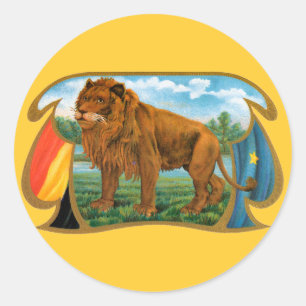Kunst van vintage sigarettenlabel, Afrikaanse leeu Ronde Sticker