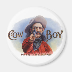 Kunst van vintage sigarettenlabel, Cowboy raakt de Magneet