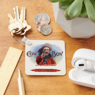 Kunst van vintage sigarettenlabel, Cowboy raakt de Sleutelhanger
