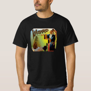 Kunst van vintage sigarettenlabel, Tovenaar met zw T-shirt