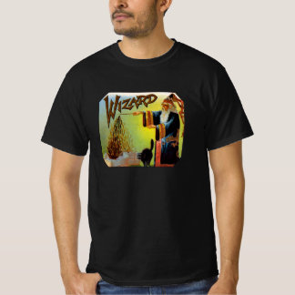 Kunst van vintage sigarettenlabel, Tovenaar met zw T-shirt