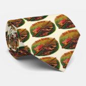 Kunst van vintage sigarettenlabel voor visserijart stropdas (Opgerold)